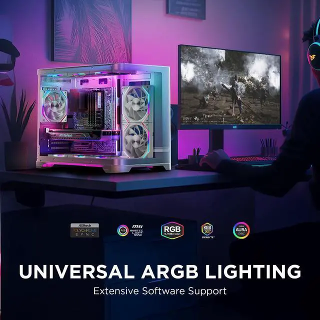 Alt view image 4 of 5 - Asiahorse Nyota 120mm Case Fan with Efficient Cooling, ARGB Fan Lighting, 800-1800RPM Speed Control, and Whisper-Quiet Operation Under 29 dB, Unique Design for PC