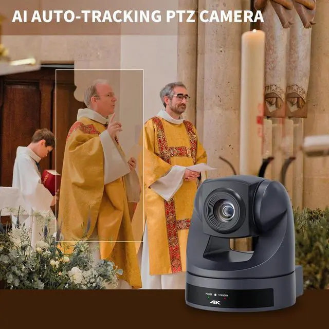 Alt view image 5 of 5 - HCSTVCON HDMI PTZ Camera 4K with 20X Optical Zoom USB3.0/HDMI/RJ45 PoE PTZ Conference Camera for Church Streaming,Video Conferencing,Education,Works with Zoom,Skype,OBS,YouTube,etc