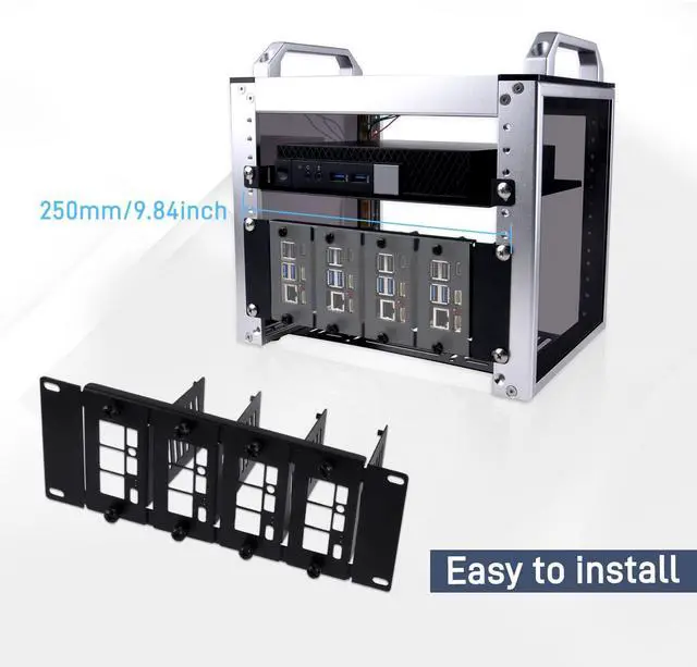 Alt view image 4 of 5 - GeeekPi 10 inch 2U Rack Mount for Raspberry Pi 5/4B/3B+/3B, with Removable Front Brackets, Compatible with DeskPi RackMate T0/T1/T2 Server Cabinet