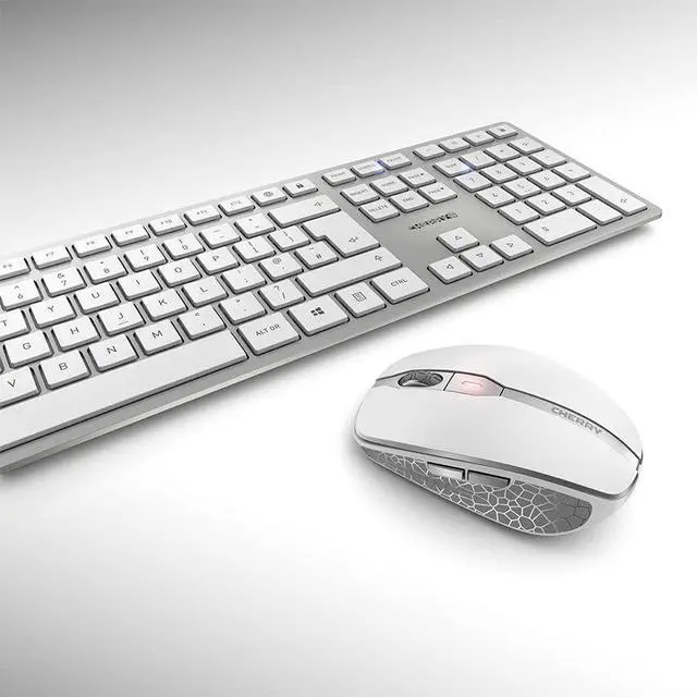 Alt view image 2 of 5 - CHERRY DW 9100 Slim Wireless Keyboard and Mouse Set Combo Rechargeable with SX Scissor Mechanism, Silent keystroke Quiet Typing with Thin Design for Work or Home Office. (White & Silver)