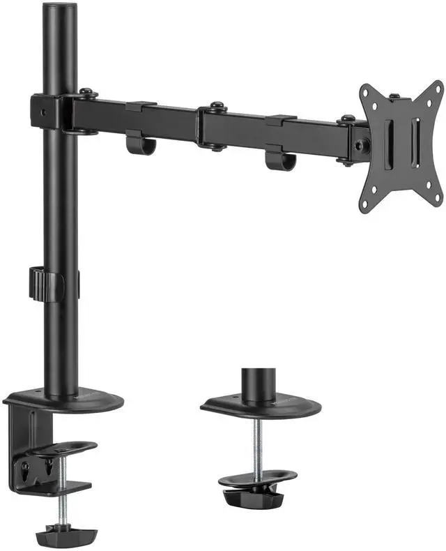 Main image of Mount-It! Single Monitor Arm 17" to 32", Full Motion Adjustment with Tilt, Rotation, Swivel, Height Adjustment Along Pole, Clamp or Grommet Mounting, Monitor Desk Mount VESA 75x75 and 100x100, Black