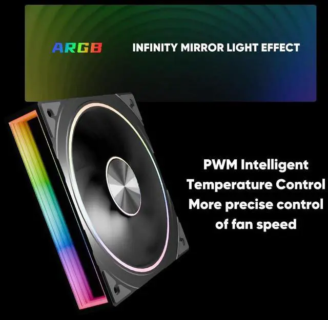 Alt view image 3 of 5 - ICOLER Transwarp 120mm RGB Reverse Fan, Infinity Mirror 5V ARGB PWM Case Fan 120mm Triple PackSuitable for Computer Case & CPU Cooling