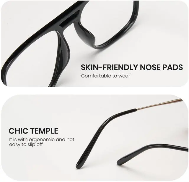 Alt view image 2 of 5 - Cyxus Retro Aviator Blue Light Blocking Glasses for Women Men Tr90 Frame Pilot Glasses Anti Eye Strain 8186 Black