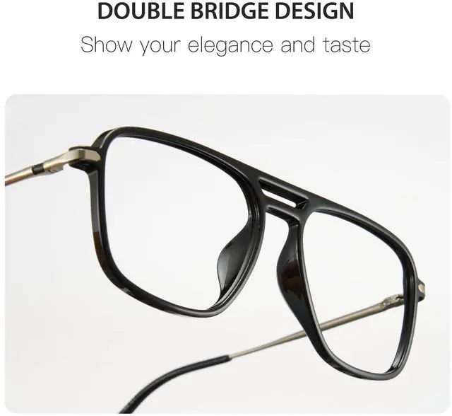 Alt view image 3 of 5 - Cyxus Retro Aviator Blue Light Blocking Glasses for Women Men Tr90 Frame Pilot Glasses Anti Eye Strain 8186 Black