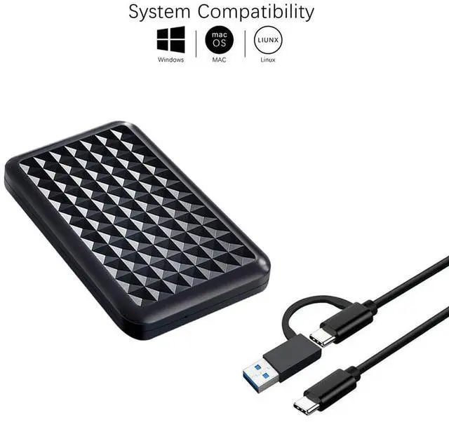 Alt view image 3 of 5 - Tianken 500GB Ultra Slim Portable External Hard Drive USB 3.1 Type C 2.5'' HDD Storage for PC, Mac, Laptop, PS4, PS5, Xbox one