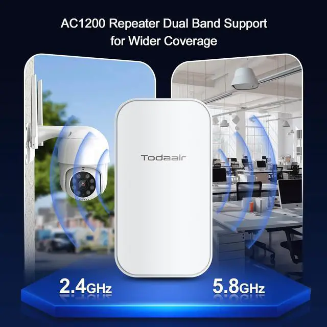 Alt view image 2 of 5 - TODAAIR 2025 Outdoor WiFi ExtenderIP65 WeatherproofWiFi Booster and Signal AmplifierOutdoor WiFi Extender for FarmCourtyardFactoryCampsite