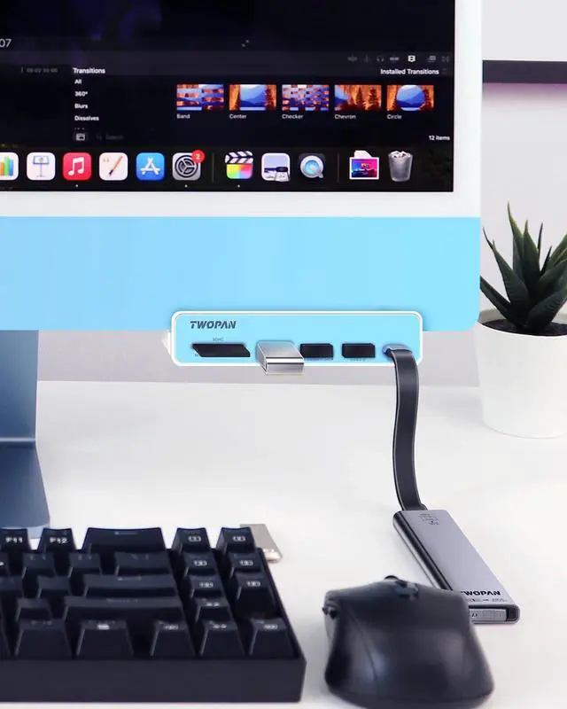 Alt view image 4 of 4 - TWOPAN iMac Hub with Aluminum M.2 NVMe SATA 2230/2242/2260/2280 SSD Enclosure, Compatible with iPhone 16/15, MacBook, iMac and More
