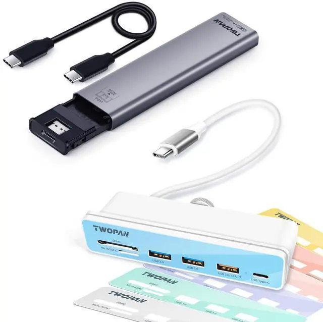 Main image of TWOPAN iMac Hub with Aluminum M.2 NVMe SATA 2230/2242/2260/2280 SSD Enclosure, Compatible with iPhone 16/15, MacBook, iMac and More