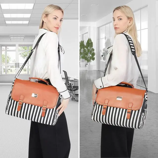 Alt view image 2 of 5 - LOVEVOOK Laptop Bag for Women, 15.6 Inch Large Capacity Computer Teacher Bags Work Business Bags Tote Briefcase Purse, Cute Shoulder Messenger Bag Laptop Sleeve Case, Dark Green-Beige