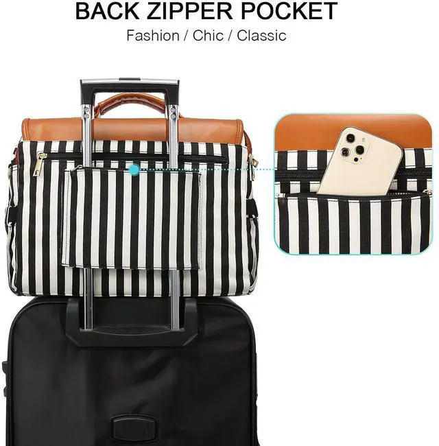 Alt view image 5 of 5 - LOVEVOOK Laptop Bag for Women, 15.6 Inch Large Capacity Computer Teacher Bags Work Business Bags Tote Briefcase Purse, Cute Shoulder Messenger Bag Laptop Sleeve Case, Dark Green-Beige