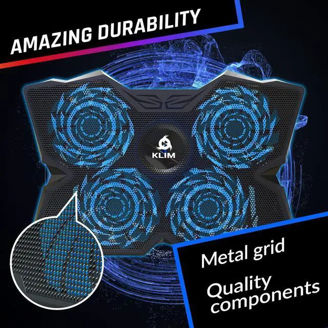 Alt view image 4 of 5 - KLIM Wind Laptop Cooling Pad - More Than 500,000 Units Sold - New Version - Powerful Rapid Action Laptop Cooler - Laptop Stand with 4 Cooling Fans - 2 USB Ports - PC Mac PS5 PS4 Xbox One - Diamond