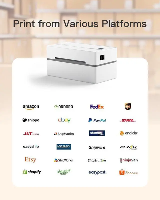 Alt view image 4 of 5 - Inateck Bluetooth Thermal Label Printer, Wireless 4x6 Shipping Label Printer for Shipping Packages, Compatible with iPhone, Android, iPad, Windows, MacOS, Chrome, USPS