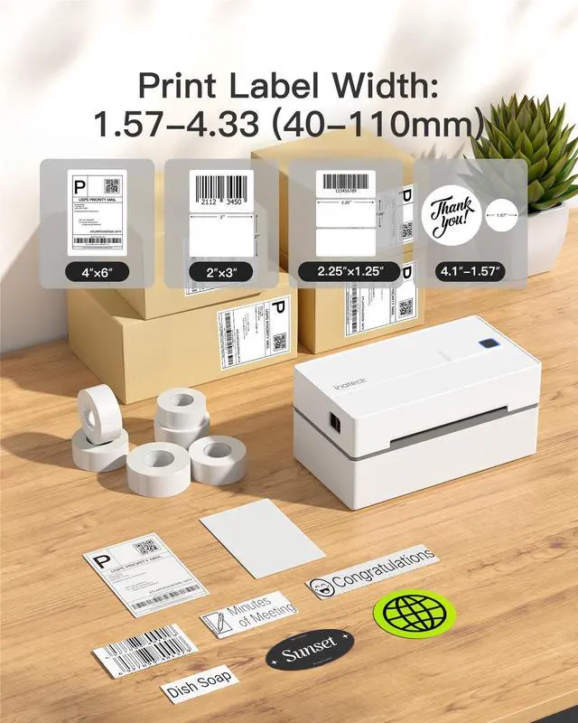 Alt view image 5 of 5 - Inateck Bluetooth Thermal Label Printer, Wireless 4x6 Shipping Label Printer for Shipping Packages, Compatible with iPhone, Android, iPad, Windows, MacOS, Chrome, USPS