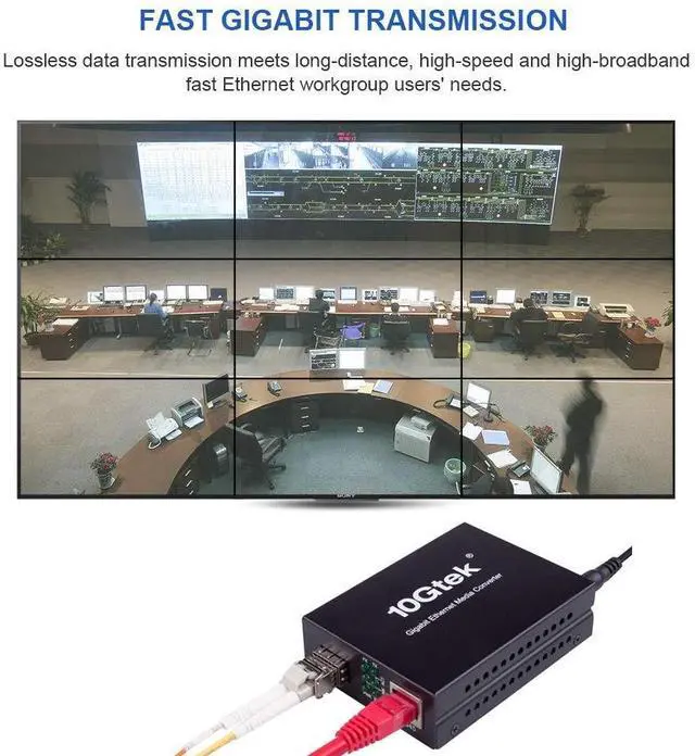Alt view image 3 of 5 - 10Gtek Gigabit Ethernet Media Converter with a 1000Base-SX Module Included, MMF Dual LC Fiber to Ethernet RJ45 Converter for 10/100/1000Base-Tx to 1000Base-SX, UL Certified, up to 550m