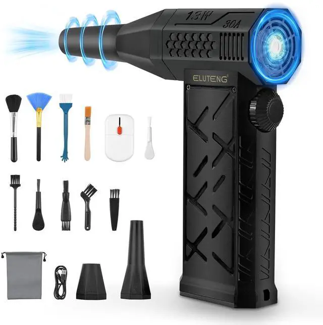 Main image of ELUTENG Electric Air Duster 130,000RPM 4000mAh Rechargeable Cordless Air Blower for Keyboard & Electronic Devices Cleaning, ELT COMPRESSED AIR DUSTER 130000RPM