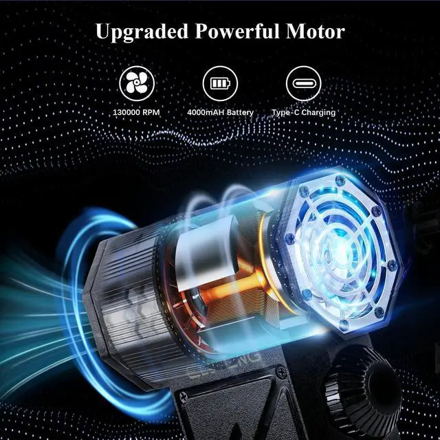 Alt view image 3 of 5 - ELUTENG Electric Air Duster 130,000RPM 4000mAh Rechargeable Cordless Air Blower for Keyboard & Electronic Devices Cleaning, ELT COMPRESSED AIR DUSTER 130000RPM