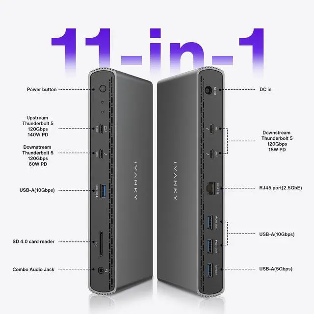 Alt view image 3 of 5 - iVANKY Intel Certified Thunderbolt 5 Dock, FusionDock Pro 3 Docking Station & iVANKY FusionDock 1 M4 MacBook Pro Docking Station with 150W Power Adapter