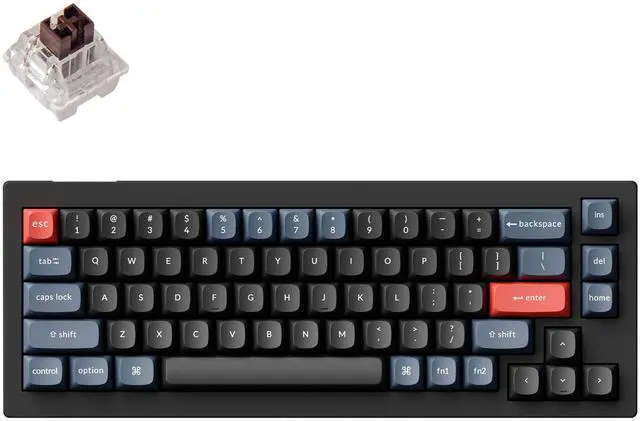 Main image of Keychron V2 Wired Custom Mechanical Keyboard, 65% Layout QMK/VIA Programmable Macro with Hot-swappable K Pro Brown Switch Compatible with Mac Windows Linux (Carbon Black - Non-Transparent)