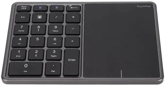 Alt view image 2 of 5 - Zunate Numeric Keypad, 22 Keys Type C Rechargeable Number Pad with Touchpad, USB Receiver, Dual Mode Mini Numeric Keypad for Laptop, PC (Grey)