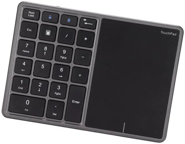 Main image of Zunate Numeric Keypad, 22 Keys Type C Rechargeable Number Pad with Touchpad, USB Receiver, Dual Mode Mini Numeric Keypad for Laptop, PC (Grey)