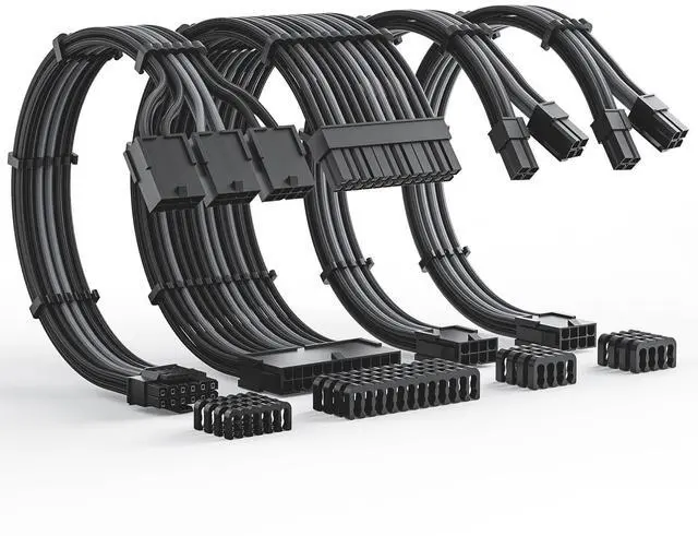 Main image of AsiaHorse 12VHPWR Cable Extension Kit, 16AWG Pcie 5.0 PSU Cable Extension Kit Soft Braided Power Supply Cable Extension, 24pin ATX /4+4pin EPS /12+4pin 30CM Length with Cable Combs