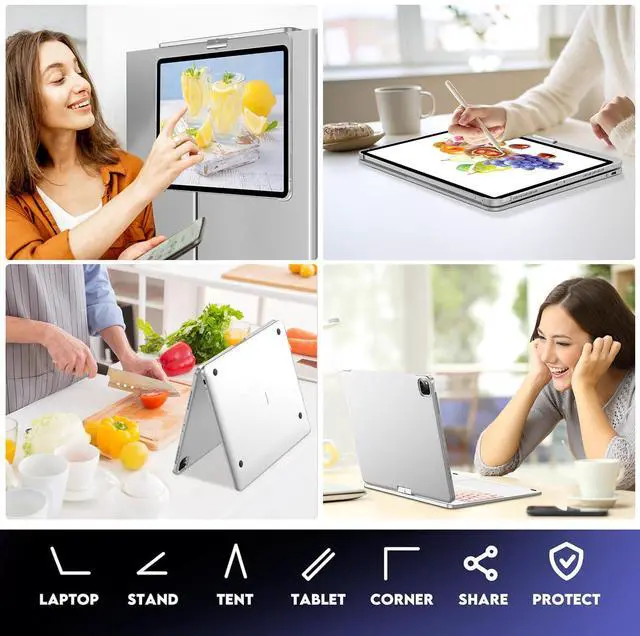 Alt view image 4 of 5 - Touch Keyboard Case for iPad Pro 13-inch 2024, Magnetic Keyboard for iPad Case Pro 13 M4, 360°Rotatable, 7 Colors Backlit Keyboard for iPad 13 Trackpad Tablet Pro M4 Case with Pencil Holder, Silver