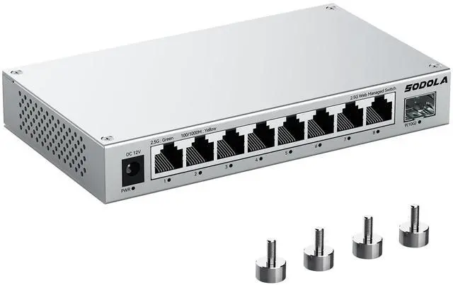 Main image of SODOLA 8-Port 2.5Gb Web Managed Switch with 10G SFP+, Aluminum Alloy Cooling & Magnetic Mounting - LACP/QoS/VLAN/IGMP Managed Multi-Gigabit Switch for Homelab