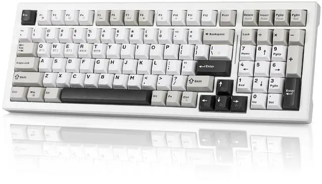 Main image of Wireless Game Mechanical Keyboard BT5.0/2.4GHz/USB-C, Multi-Color LED with 18+ Modes, Hot-Swappable Custom Keyboard, Red Creamy Switches, Gaming Keyboard for PC/Mac (Black White)