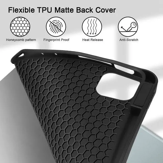 Alt view image 4 of 5 - Tuiklol for iPad Pro 13 inch 2025 2024 Release M5/M4 Chip - Built in Pencil Holder Ultra Retina Slim Protective Stand Back Cover with Smart Trifold Stand Auto Wake/Sleep, Black Cat