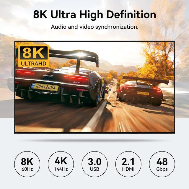 Alt view image 5 of 5 - ATLAHET HDMI KVM Switch 1 Monitor 4 Computers 8K 60Hz 4K 120Hz KVM Switches 4 Port for 4PCs Share 1 Monitor and Four USB Devices Like Keyboard Mouse Printer etc. Includes Some Accessories