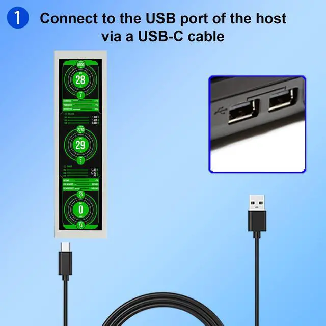 Alt view image 4 of 5 - VSDISPLAY 8.8 Inch Computer LCD Monitor with Theme Editor 480x1920 IPS PC Case Internal Secondary Screen for Monitoring Speed Temperature CPU GPU RAM Data,White