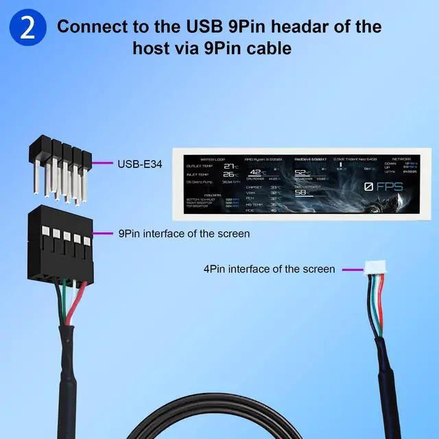 Alt view image 5 of 5 - VSDISPLAY 8.8 Inch Computer LCD Monitor with Theme Editor 480x1920 IPS PC Case Internal Secondary Screen for Monitoring Speed Temperature CPU GPU RAM Data,White