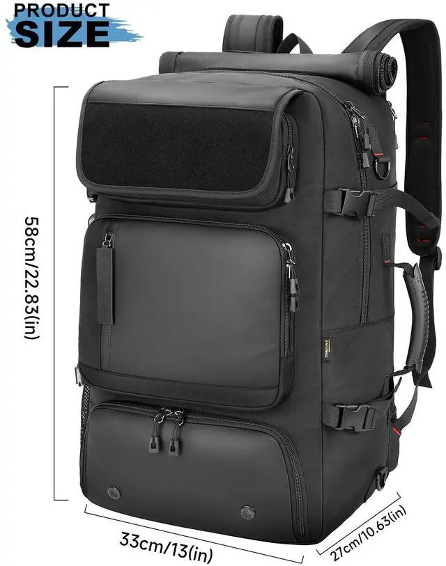 Alt view image 4 of 5 - 60L Convertible Carry On Backpack&Duffle Bag&Weekender Bag with 17" Padded Laptop Sleeve, USB Charging Port, Shoe Compartment for Men Women, Travel, Tactical, Gym, Hiking, Overnight Trips