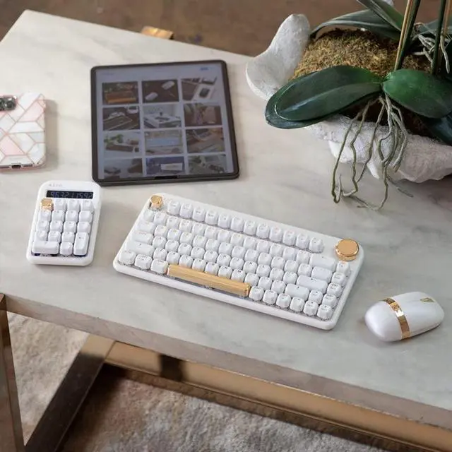 Alt view image 2 of 5 - Azio IZO Wireless BT5/USB PC & Mac Mechanical Keyboard, White Blossom