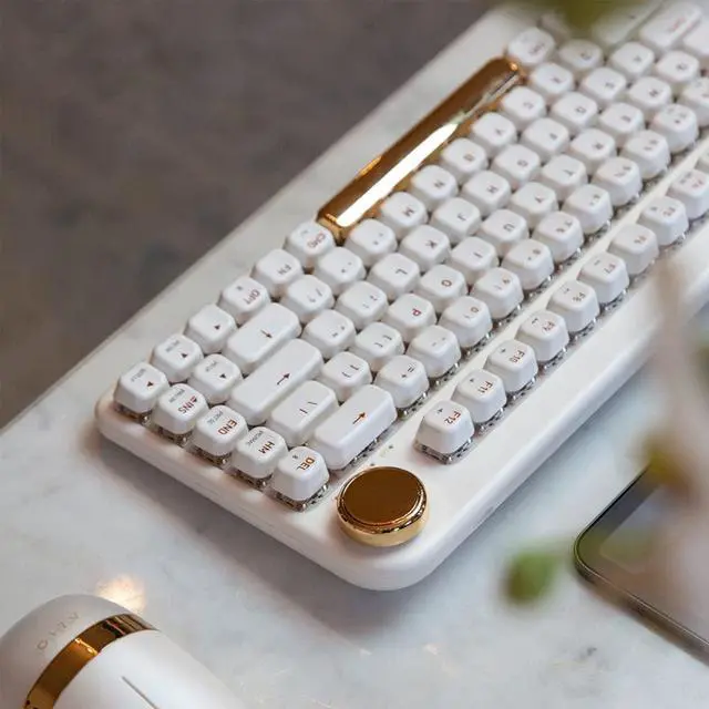 Alt view image 3 of 5 - Azio IZO Wireless BT5/USB PC & Mac Mechanical Keyboard, White Blossom