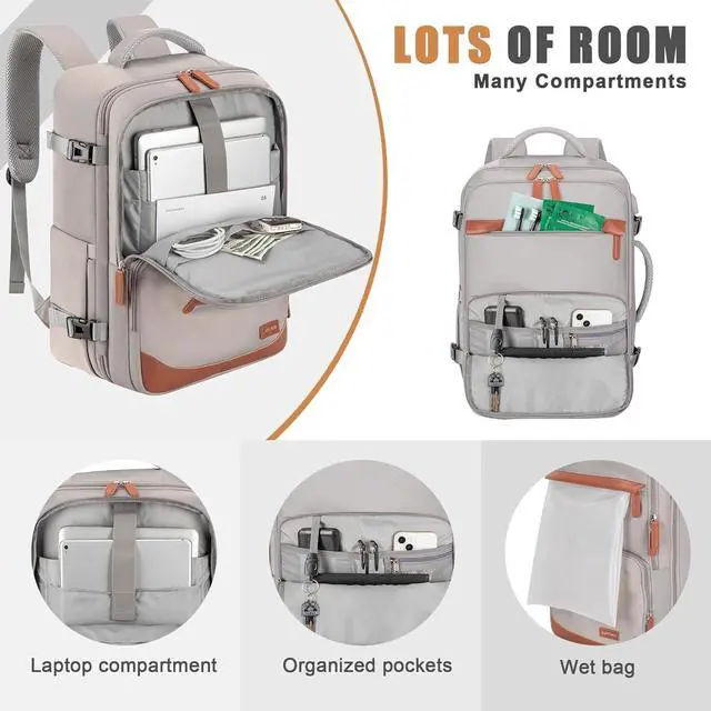 Alt view image 3 of 5 - Velaybor 50L Travel Backpack with USB Charging Port, Water-Resistant Carry On Backpack for Men Women, Business Laptop Backpack for Trips & Commutes, Fits 18 Inch Laptop