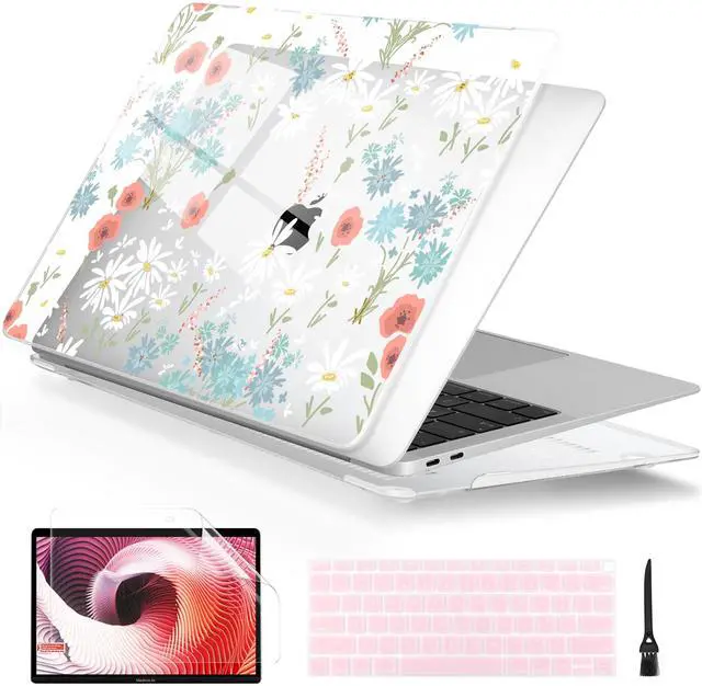 Main image of Batianda Case for M1 MacBook Air 13 Inch Model A2337 A2179 A1932 2021 2020 2019 Release,Lovely Creative Series Design Hard Shell with Keyboard Cover & Screen Protector, Cute White Flower