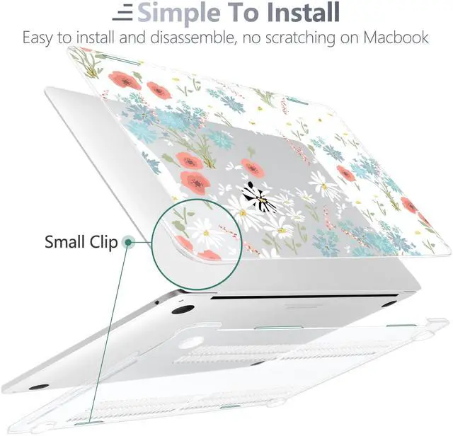 Alt view image 4 of 5 - Batianda Case for M1 MacBook Air 13 Inch Model A2337 A2179 A1932 2021 2020 2019 Release,Lovely Creative Series Design Hard Shell with Keyboard Cover & Screen Protector, Cute White Flower