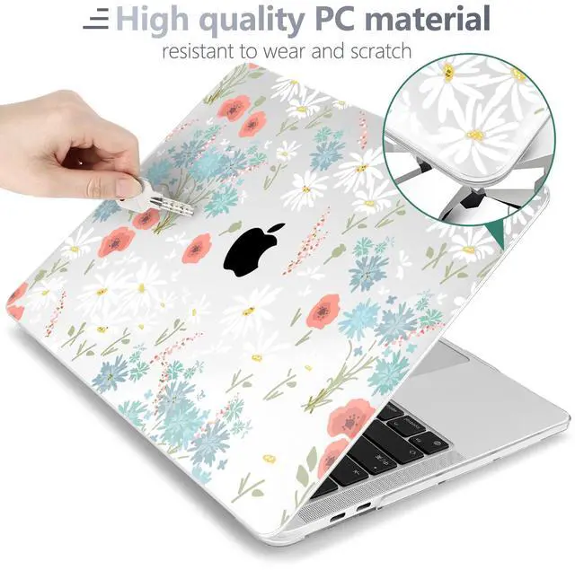 Alt view image 5 of 5 - Batianda Case for M1 MacBook Air 13 Inch Model A2337 A2179 A1932 2021 2020 2019 Release,Lovely Creative Series Design Hard Shell with Keyboard Cover & Screen Protector, Cute White Flower