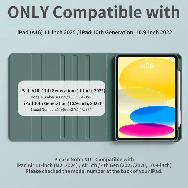 Alt view image 2 of 5 - kenke Case for iPad (A16) 11-inch 2025 / 10th Generation 10.9-inch 2022 with Keyboard, Stand Folio Cover with Pencil Holder, 7 Color Backlit Detachable Wireless Keyboard, Dark Green