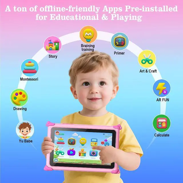 Alt view image 2 of 5 - Trayoo Kids Tablet, 7IN Toddler Tablet for Kids with 32GB ROM, Shockproof Case, Education Apps Pre-Installed, Parental Control, WiFi, Netflix, YouTube