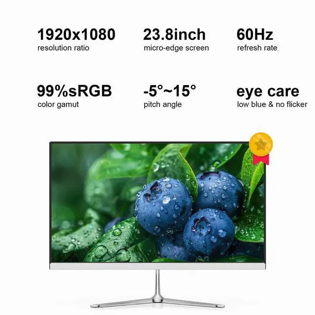 Alt view image 3 of 5 - JUSTTHINK 23.8 inch 2024 All in One Desktop PC, Windows 11, WiFi 6, FHD Display, 16GB RAM, 512GB SSD, N5095 Processor, Bluetooth, Webcam, Mouse and Keyboard (16+512)