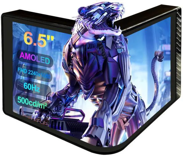 Alt view image 2 of 4 - wisecoco Portable Water Cooling Curved Screen Monitor 6.5 inch 2K 2240 x 1080 IPS with Magnic Stand External Computer Laptop LCD Monitor for PC Laptop Desktop (Black)