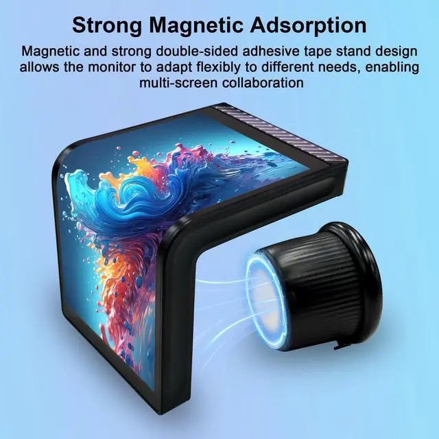 Alt view image 3 of 4 - wisecoco Portable Water Cooling Curved Screen Monitor 6.5 inch 2K 2240 x 1080 IPS with Magnic Stand External Computer Laptop LCD Monitor for PC Laptop Desktop (Black)