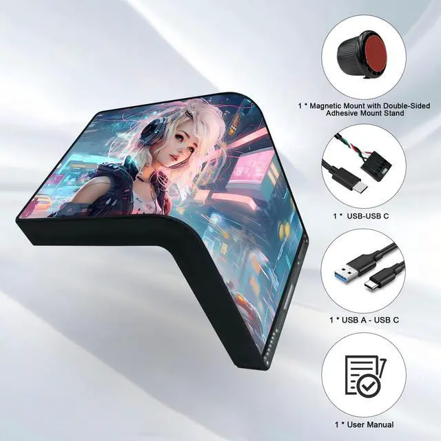 Alt view image 4 of 4 - wisecoco Portable Water Cooling Curved Screen Monitor 6.5 inch 2K 2240 x 1080 IPS with Magnic Stand External Computer Laptop LCD Monitor for PC Laptop Desktop (Black)