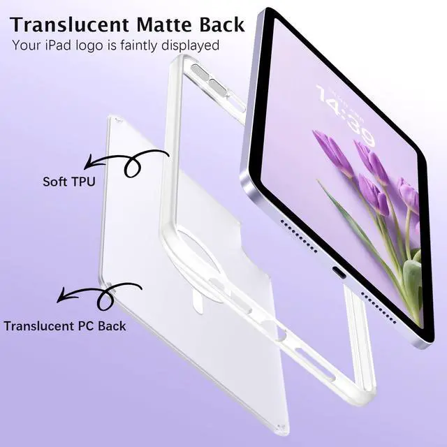 Alt view image 4 of 5 - Telaso for iPad mini 7 A17 Pro 2024/iPad Mini 6 2021 8.3 Inch iPad mini 7th/6th Gen Magnetic Case, Translucent Matte Back Soft TPU Bumper Protective Case for iPad mini 7/Mini 6, Frosted Clear