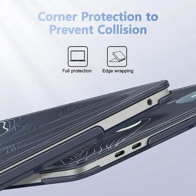 Alt view image 3 of 5 - Lepeoac Case for MacBook Pro 13 inch with/Without Touch Bar (2016-2022, M2 A2338 M1 A2289 A2251 A2159 A1989 A1706 A1708), Hard Shell + Keyboard Cover + Dust Plug Abstract Mountain