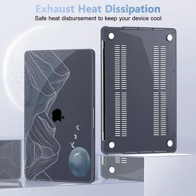 Alt view image 4 of 5 - Lepeoac Case for MacBook Pro 13 inch with/Without Touch Bar (2016-2022, M2 A2338 M1 A2289 A2251 A2159 A1989 A1706 A1708), Hard Shell + Keyboard Cover + Dust Plug Abstract Mountain