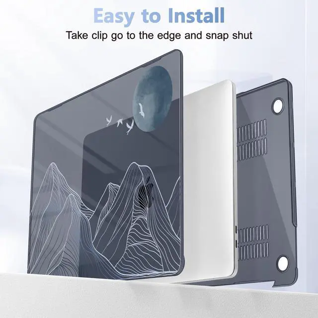 Alt view image 5 of 5 - Lepeoac Case for MacBook Pro 13 inch with/Without Touch Bar (2016-2022, M2 A2338 M1 A2289 A2251 A2159 A1989 A1706 A1708), Hard Shell + Keyboard Cover + Dust Plug Abstract Mountain