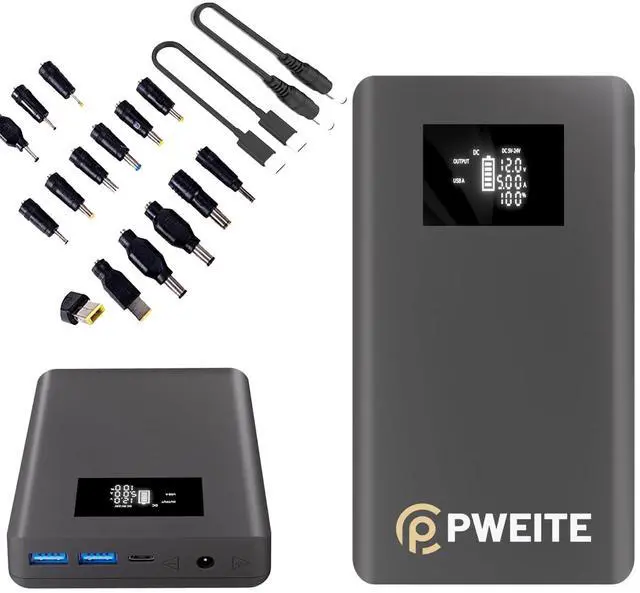 Main image of PWEITE USB Type C PD 100W Portable Laptop Charger Power Bank Battery Pack DC Output 5V 7.4V 9V 12V 15V 16V 16.5V 18V 19V 19.5V 20V 24V 3A 4A For Macbook DELL HP Lenovo Steam deck Led Strip Tablet CPAP